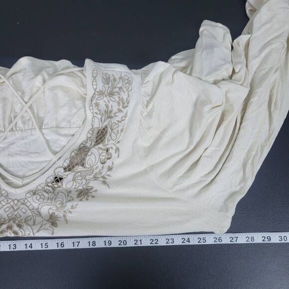 Torrid Womens Embroidered Babydoll Top Size 4X   Cream Angelcore Boho Romantic - Picture 6 of 7